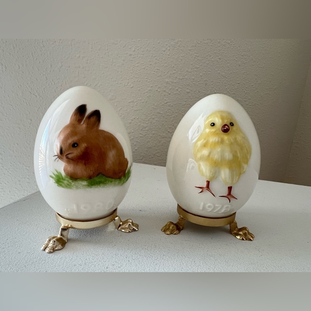 Goebel West Germany | Lot Of 2 Egg Figurines | 1978 And 1980 | Chick And Bunny